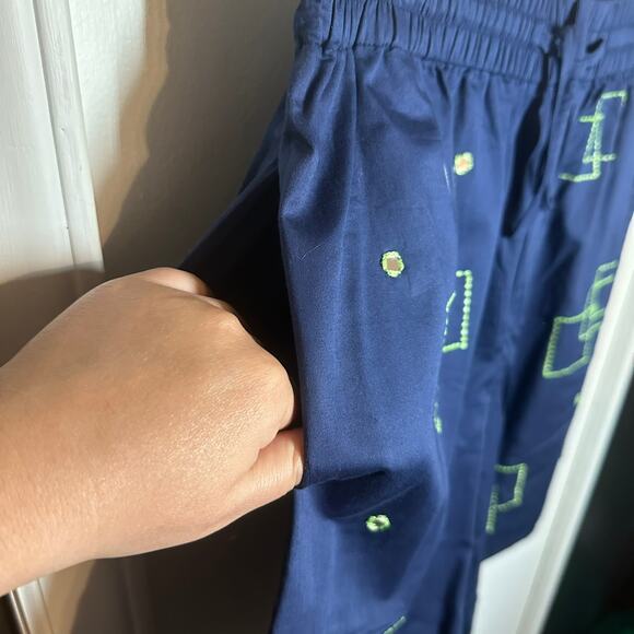 NEW Perte D'ego Men's Navy Blue Geometrical Mirror Embroidered Matching Set XXL - Picture 13 of 16